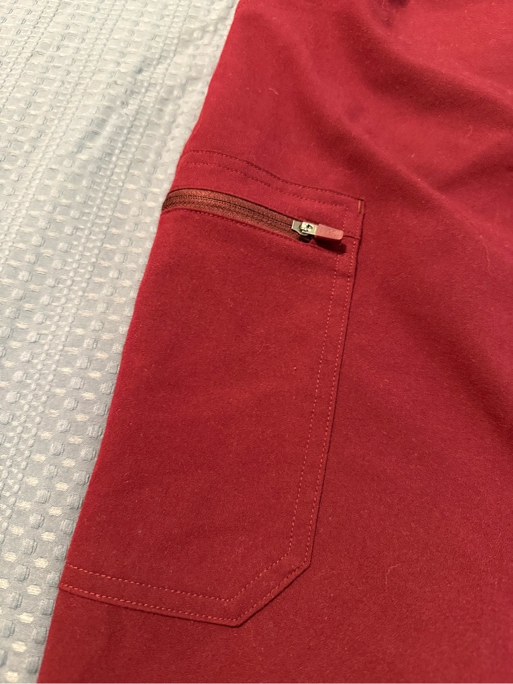 Figs Women's Track Joggers in Deep Red with Drawstring - Picture 4 of 9